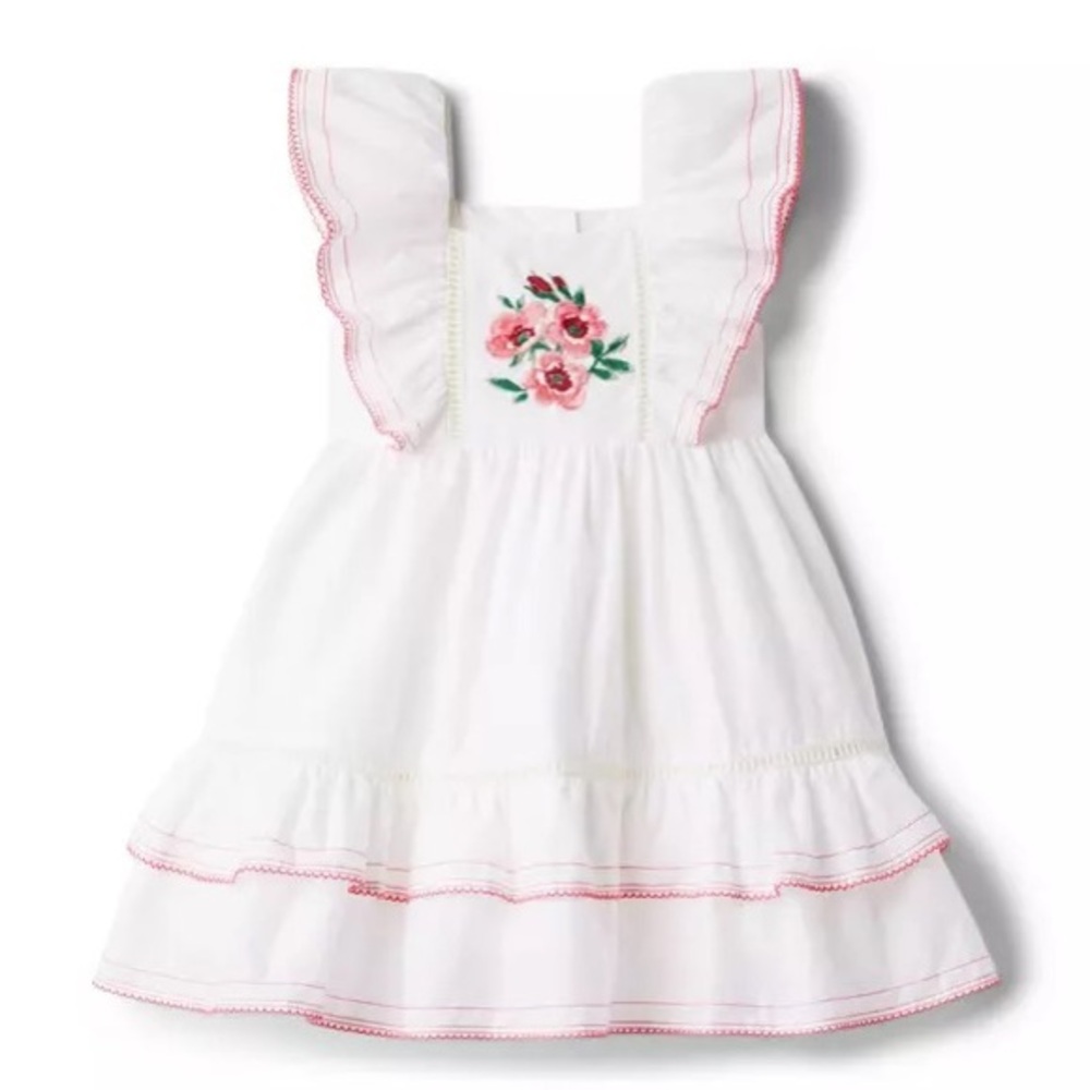 Janie and Jack white ruffle embroidered dress